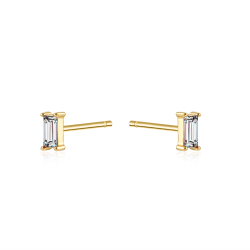 Silver Zircon Earrings Rectangle Earrings - Zirconia - 5 mm