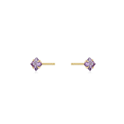 Silver Zircon Earrings Earrings Zircon - Square 3mm