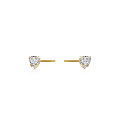 Silver Zircon Earrings Earrings Zircon - Heart 3mm