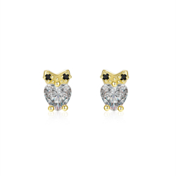 Silver Zircon Earrings Zircon Earrings - Owl - 6*4 mm