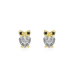 Boucles D'Oreilles Argent Zircone Boucles d'oreilles Hibou Zircone - 6x4 mm