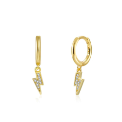 Silver Zircon Earrings Zirconia Earrings - Lightning - White Zircon