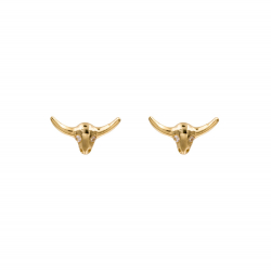 Silver Zircon Earrings Zirconia Earrings - Bull - White Zircon - Gold Plated Silver