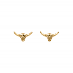 Silver Zircon Earrings Zirconia Earrings - Bull - White Zircon - Gold Plated Silver