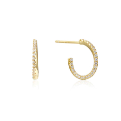 Boucles D'Oreilles Argent Zircone Boucles d'oreilles Demi-anneau 13 mm Dorure Or