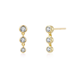 Silver Zircon Earrings Zirconia Earrings 14 mm Rhodium Silver