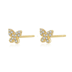 Boucles D'Oreilles Argent Zircone Boucles d'oreilles Zircone Papillon 6x5 mm Dorure Or