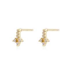 Silver Zircon Earrings Zirconia Earrings - Cross 5*8