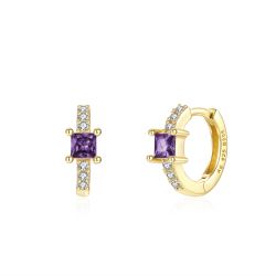 Ohrringe Silber Zirkonia Creolen Zirkonia Amethyst 11 mm Vergoldet