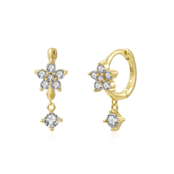 Boucles D'Oreilles Argent Zircone Boucles d'oreilles Anneau Fleur CZ 11 mm