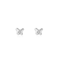 Silver Zircon Earrings Earrings Stud 4*3mm Zirconia Rhodium Silver