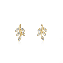 Silver Zircon Earrings Zircon Earrings - Leaves 8*4