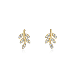 Silver Zircon Earrings Zircon Earrings - Leaves 8*4