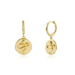 Silver Zircon Earrings Snake Earrings - Zirconia Verde - 11mm - Bañado Oro