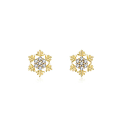 Silver Zircon Earrings Zirconia Snowflake Earrings 7mm RH