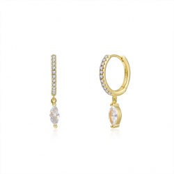 Silver Zircon Earrings Zircon Earrings - Hoop 13mm - Gold Plated