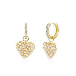 Silver Zircon Earrings Earrings Pearl - Heart - Rhodium Silver