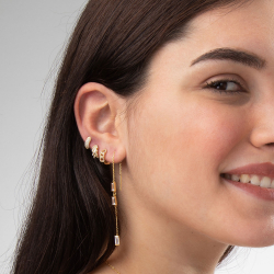 Silver Zircon Earrings White Zirconia - Hoop Earring - 10 mm