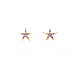 Silver Zircon Earrings Starfish Earring - Zirconia - 8 mm