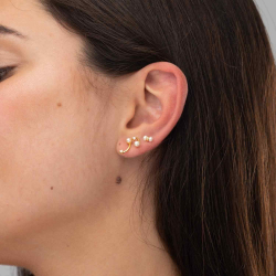 Silver Zircon Earrings Pearl Earrings - Zircon - 12mm