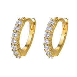 Silver Zircon Earrings Hoop Earrings - Zircon