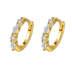 Silver Zircon Earrings Hoop Earrings - Zircon