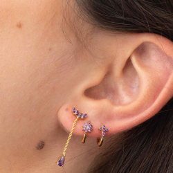 Silver Zircon Earrings Flower Earrings - Zircon