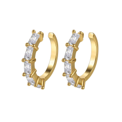 Silver Zircon Earrings Earcuff Earrings - Zirconia