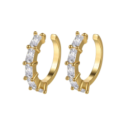 Silver Zircon Earrings Earcuff Earrings - Zirconia