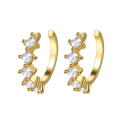 Silver Zircon Earrings Earring Earcuff - 13mm -  Zircon