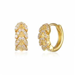 Silver Zircon Earrings Leaves Hoop Earring -  Zirconia -12 mm