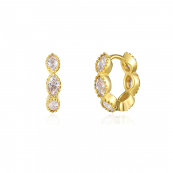 Silver Zircon Earrings Hoop Earring - Zirconia - 13 mm