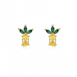 Silver Zircon Earrings Pineapple Earrings - Multi Zirconia - 10 mm