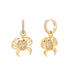 Silver Zircon Earrings Crab Earrings - 26 mm