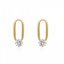 Silver Zircon Earrings Zirconia Earrings - 15 mm - Gold Plated and Rhodium Silver