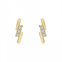 Silver Zircon Earrings Earrings Ray - Zirconia - 8 mm - Gold Plated and Rhodium Plated