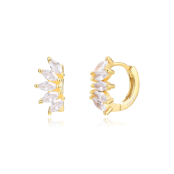 Silver Zircon Earrings Earrings Flower Ring - 12 mm - Black Zirconia