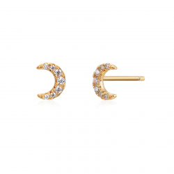 Silver Zircon Earrings Moon Earrings - 6 * 5 mm - Zirconia - Gold Plated and Rhodium Silver