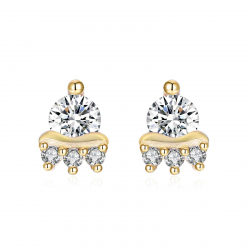 Boucles D'Oreilles Argent Zircone Boucles d'oreilles Vaisseau spatial - 5 mm - Zircone - Dorure Or