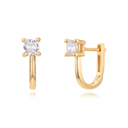 Silver Zircon Earrings Hoop Earrings - 12 mm - Zirconia - Gold Plated and Rhodium Silver