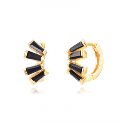 Silver Zircon Earrings Sun Hoop Earrings - 12 mm - Zirconia - Gold Plated and Rhodium Silver