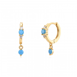 Silver Zircon Earrings Hoop Earrings - 11 + 4 mm - Zirconia - Gold Plated and Rhodium Silver