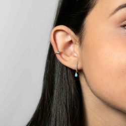 Silver Zircon Earrings Tear Drop Earrings - 11+6 mm - Zirconia - Gold Plated and Rhodium Silver