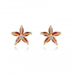 Silver Zircon Earrings Starfish Earrings - 7 mm - Zirconia - Gold Plated and Rhodium Silver