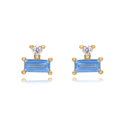 Silver Zircon Earrings Earrings - 6 mm - Zirconia - Gold Plated