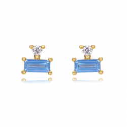 Silver Zircon Earrings Earrings - 6 mm - Zirconia - Gold Plated