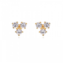 Silver Zircon Earrings Earrings - Zirconia - 6 mm - Silver Gold Plated and Rhodium Silver