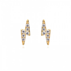 Pendiente Plata Circonita Pendientes Rayo - Circonita - 7 * 2,5 mm - Plata Bañado Oro y Plata Rodiada