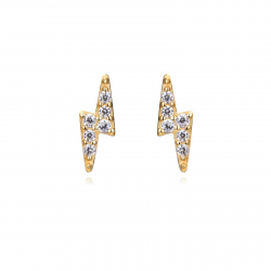 Silver Zircon Earrings Ray Earrings - Zirconia - 7 * 2,5 mm - Silver Gold Plated and Rhodium Silver