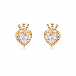 Silver Zircon Earrings Heart Earrings - Zirconia - 7 * 5 mm - Silver Gold Plated and Rhodium Silver